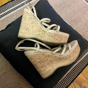 Nine West Nude Strappy Wedges
